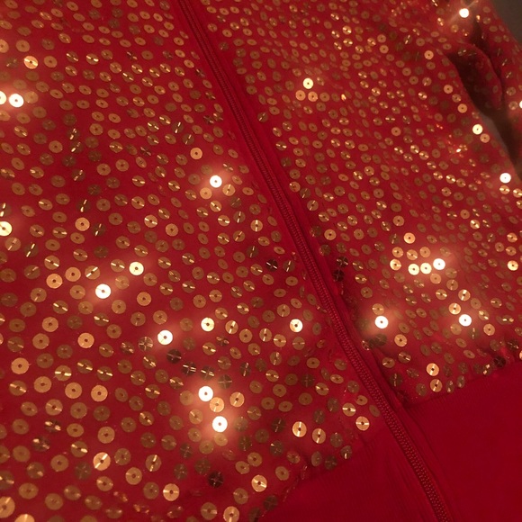 Red Zip Up with Gold Sequins - Picture 6 of 6